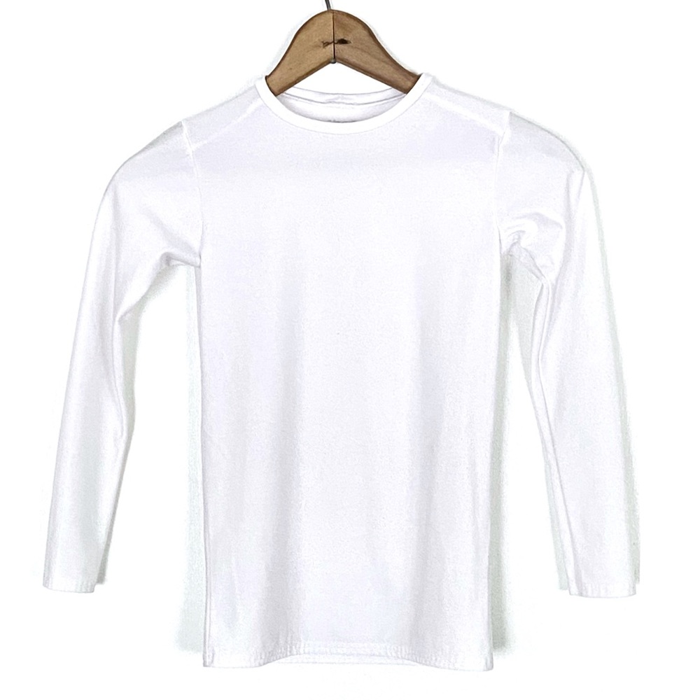 BCG White Sport Compression Baselayer Long Sleeve Crew Neck Shirt Fitted M 10/12